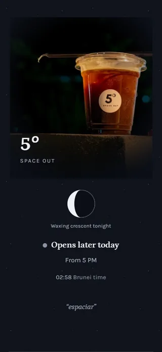 Space Out Café's homepage, mobile view